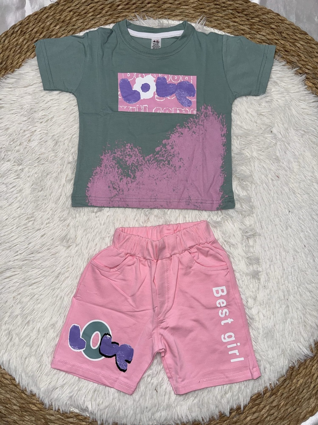 Best Girl Pink Shorts Set - Girl (Best Girl Text)-24M