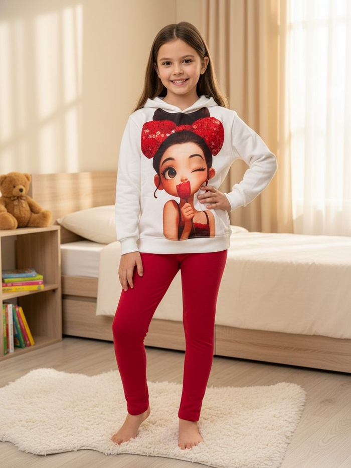 Minnie Doll White Hoodie - Girl (Holding Rose)