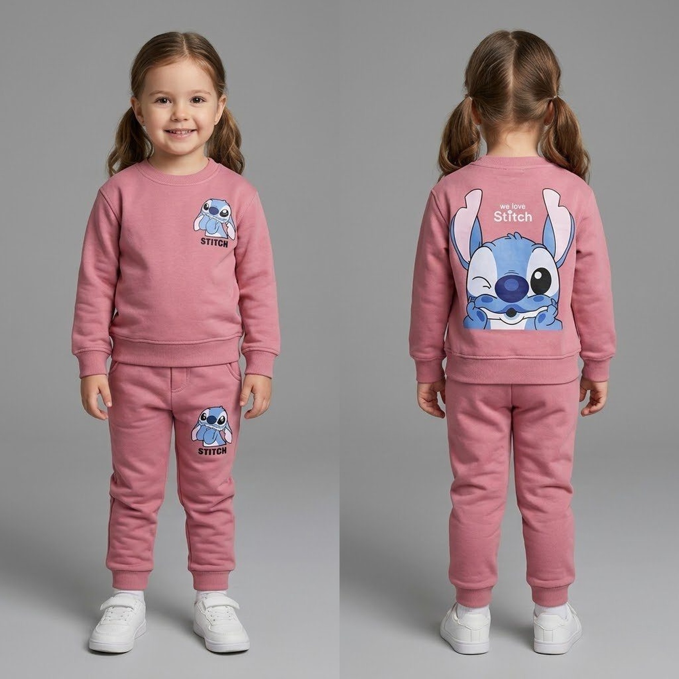 Stitch Pink Set - Girl (Back Print)