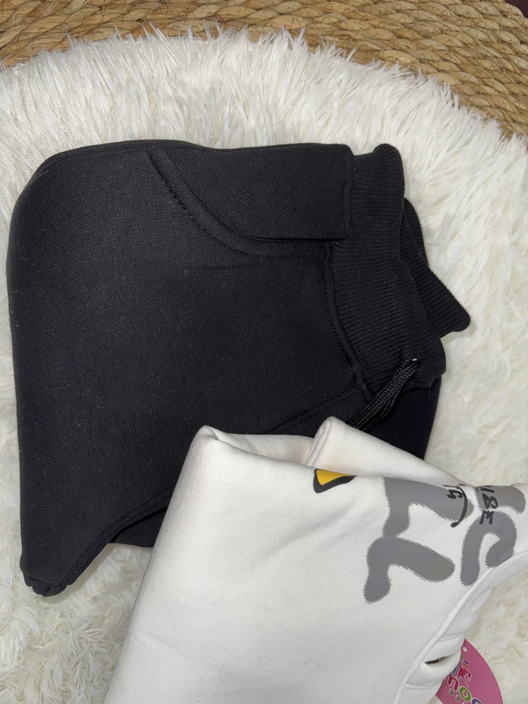 Graffiti White Hoodie - Boy (Black Cargo Pants)