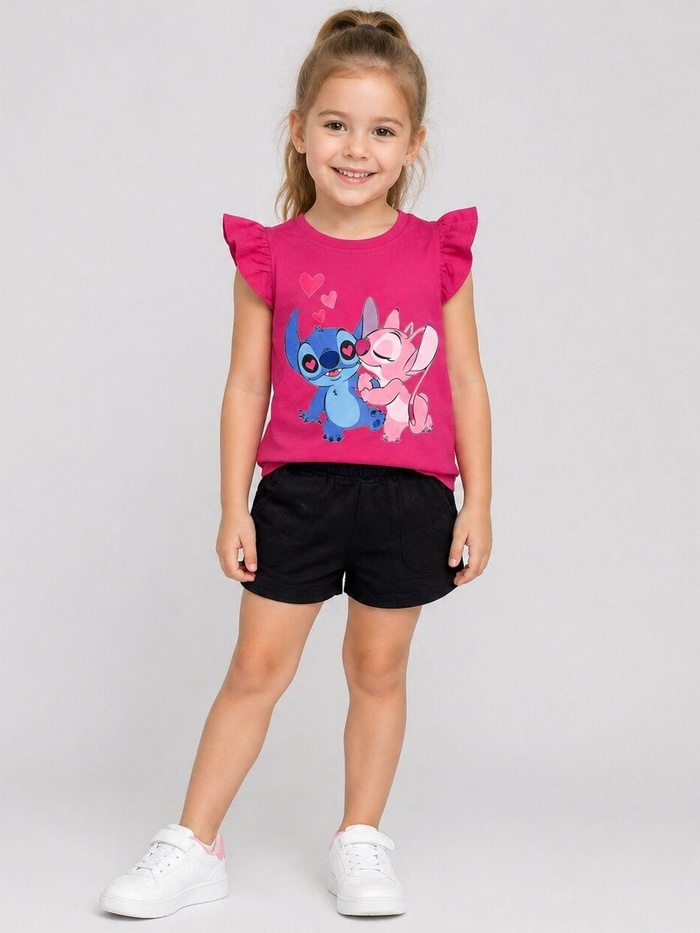 Stitch Pink Ruffle Set - Girl (Ruffle Sleeves)