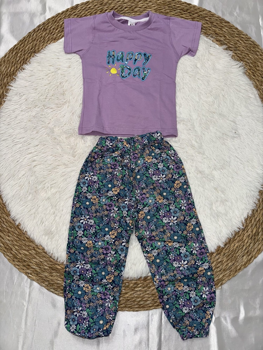 Happy Day Purple Floral Pants Set - Girl (Floral Pants)-08