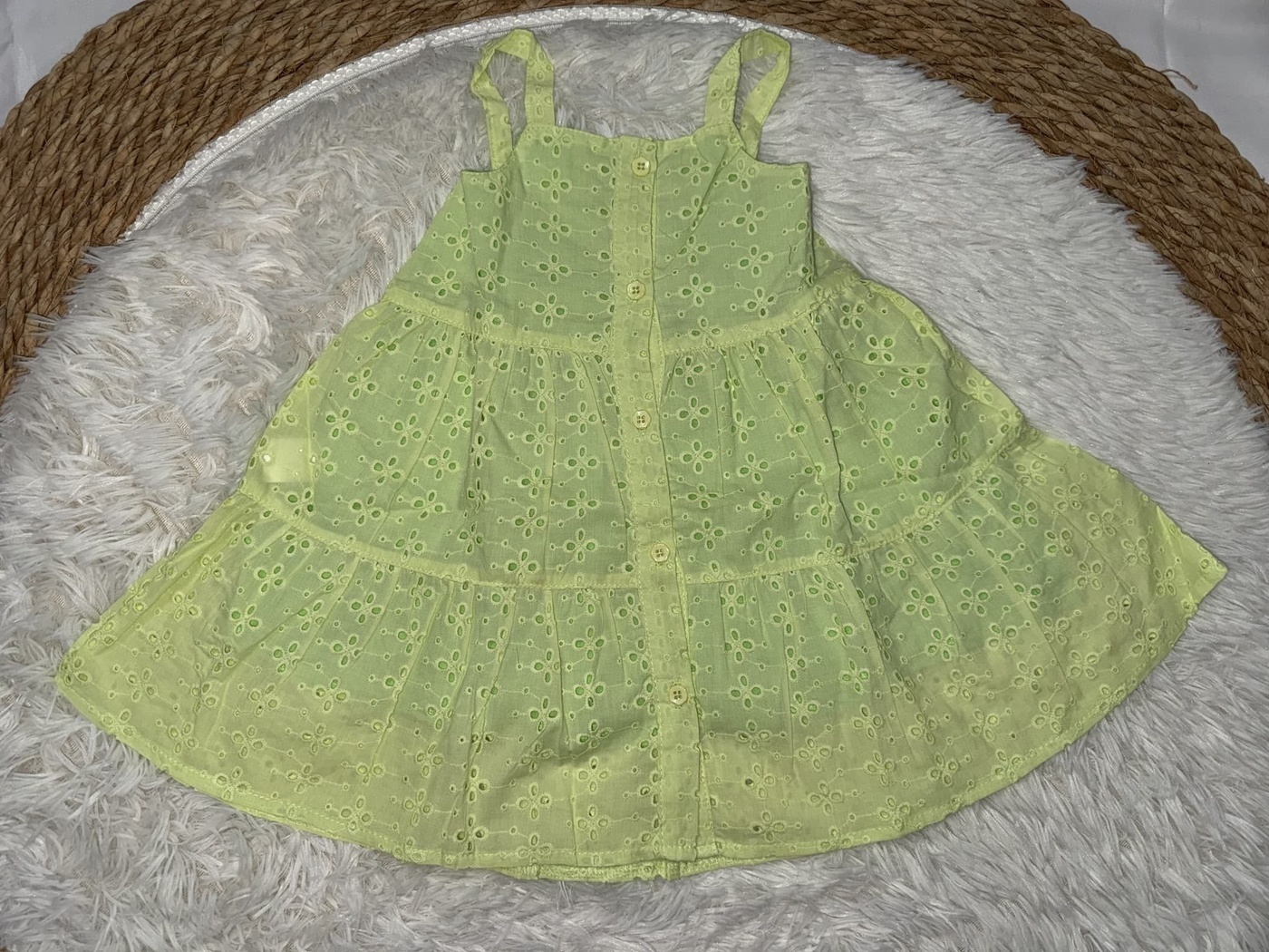 Tiered Green Dress - Girl (Button Front)-08