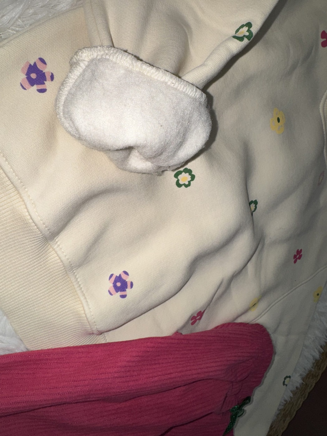 Floral Pocket Set Cream & Fuchsia - Girl (Embroidered Pockets)