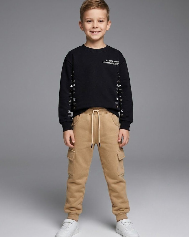 NYC Black Set - Boy (Beige Pants)