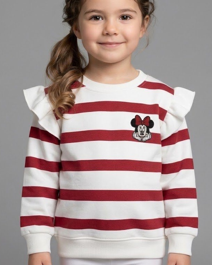 Brand Minnie Red Sweatshirt - Girl (Striped)