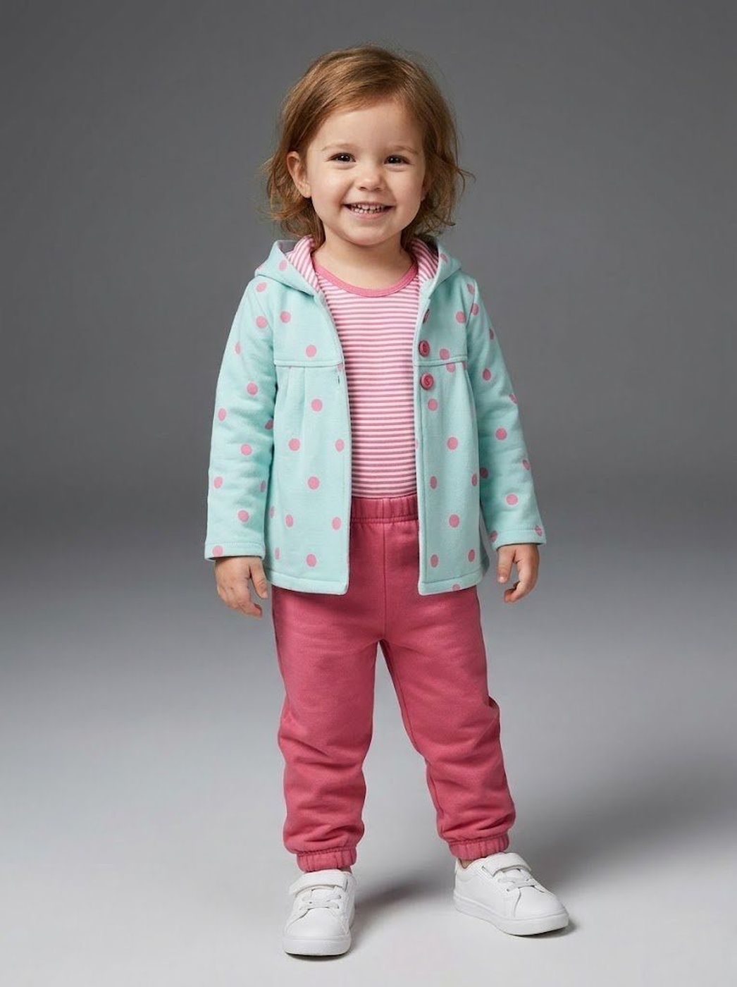 Mint Polka Dot 3-Piece Set - Baby Girl (Pink Striped Onesie)