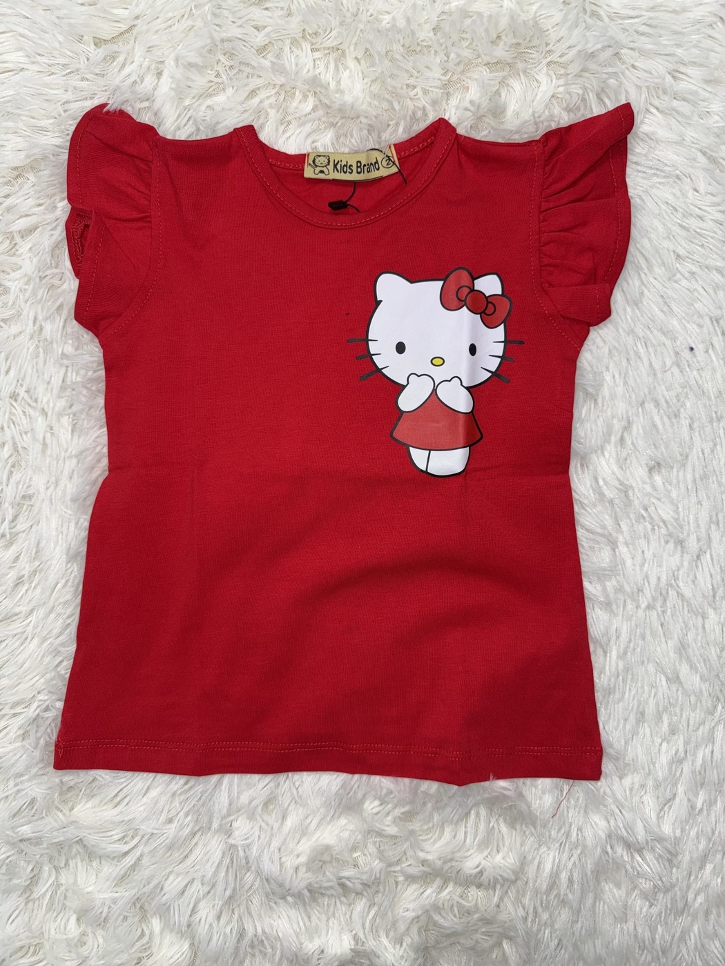 Hello Kitty Red Ruffle Sleeve Tee - Girl (Chest Graphic)-08