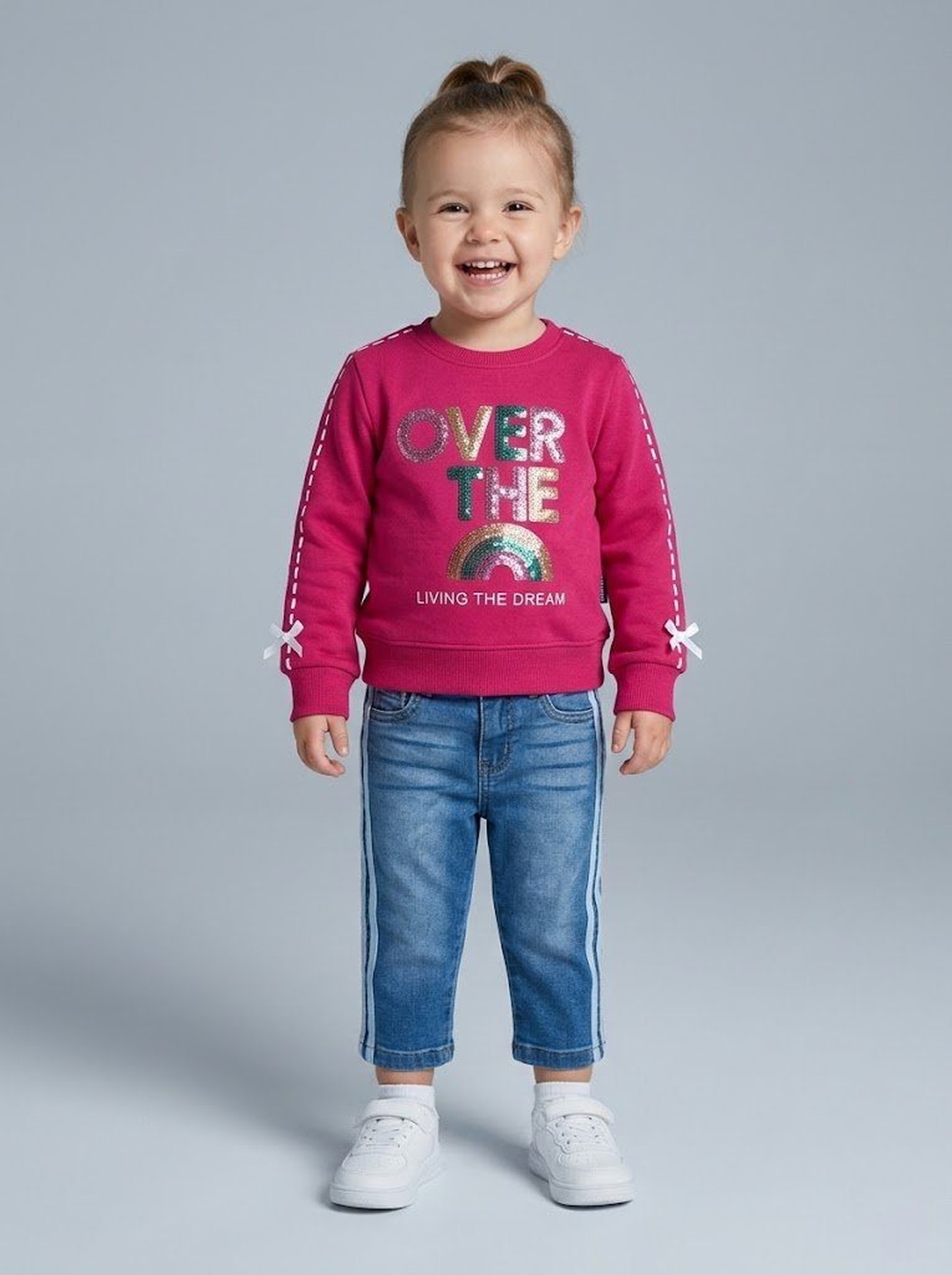 Over The Rainbow Set Pink - Girl (Side Stripe Jeans)