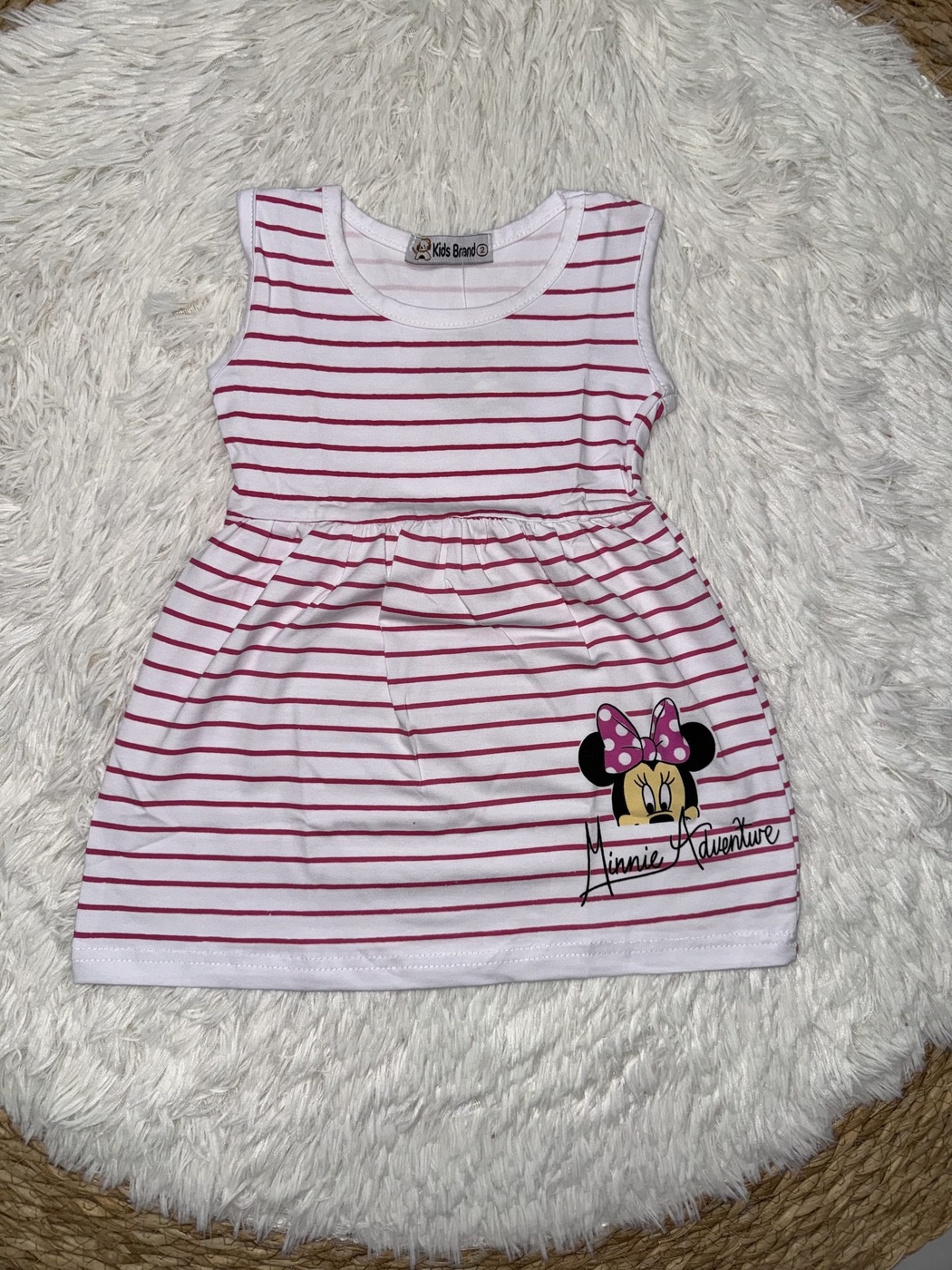 Brand Minnie Mouse Pink Stripe Dress - Girl (Hem Graphic)-10