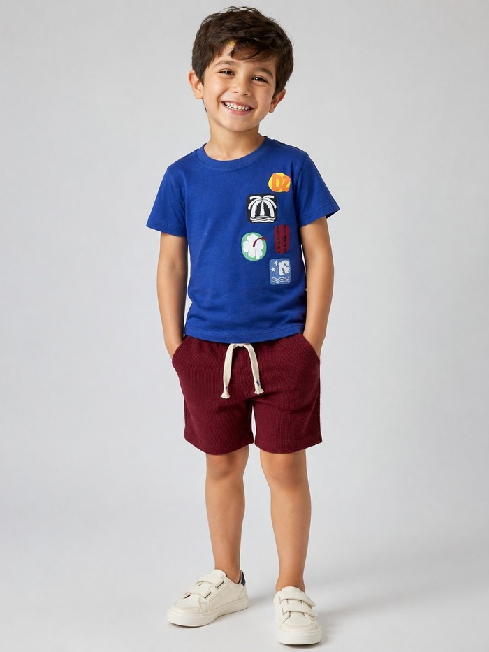 Patch Blue Shorts Set - Boy (Patch Graphic)