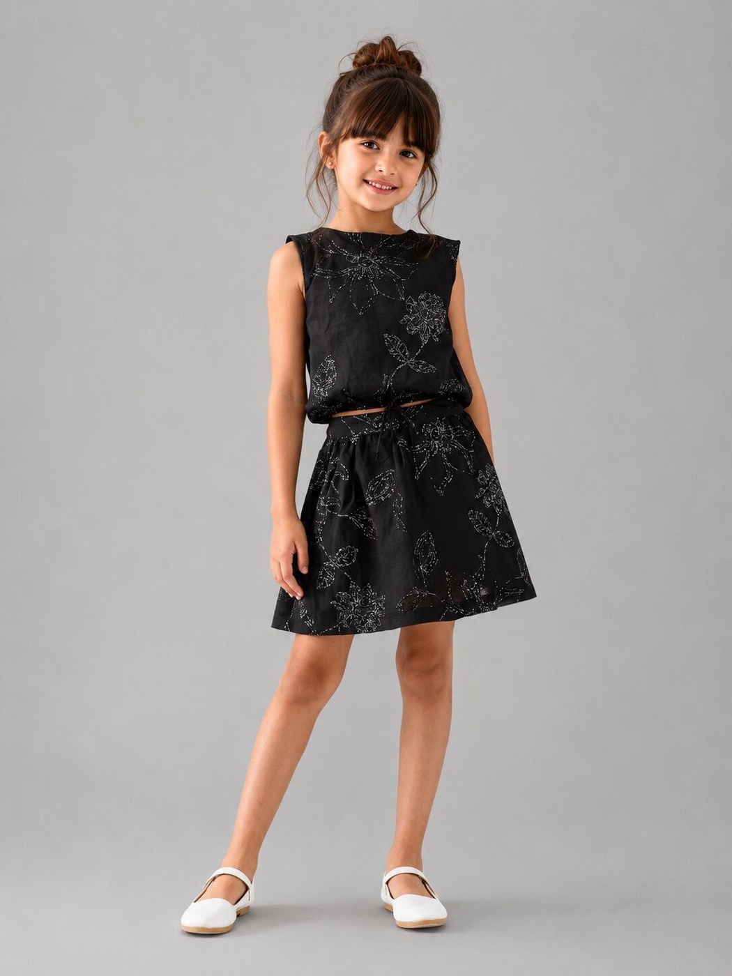 Black Skirt Set - Girl (Floral Skirt)-08