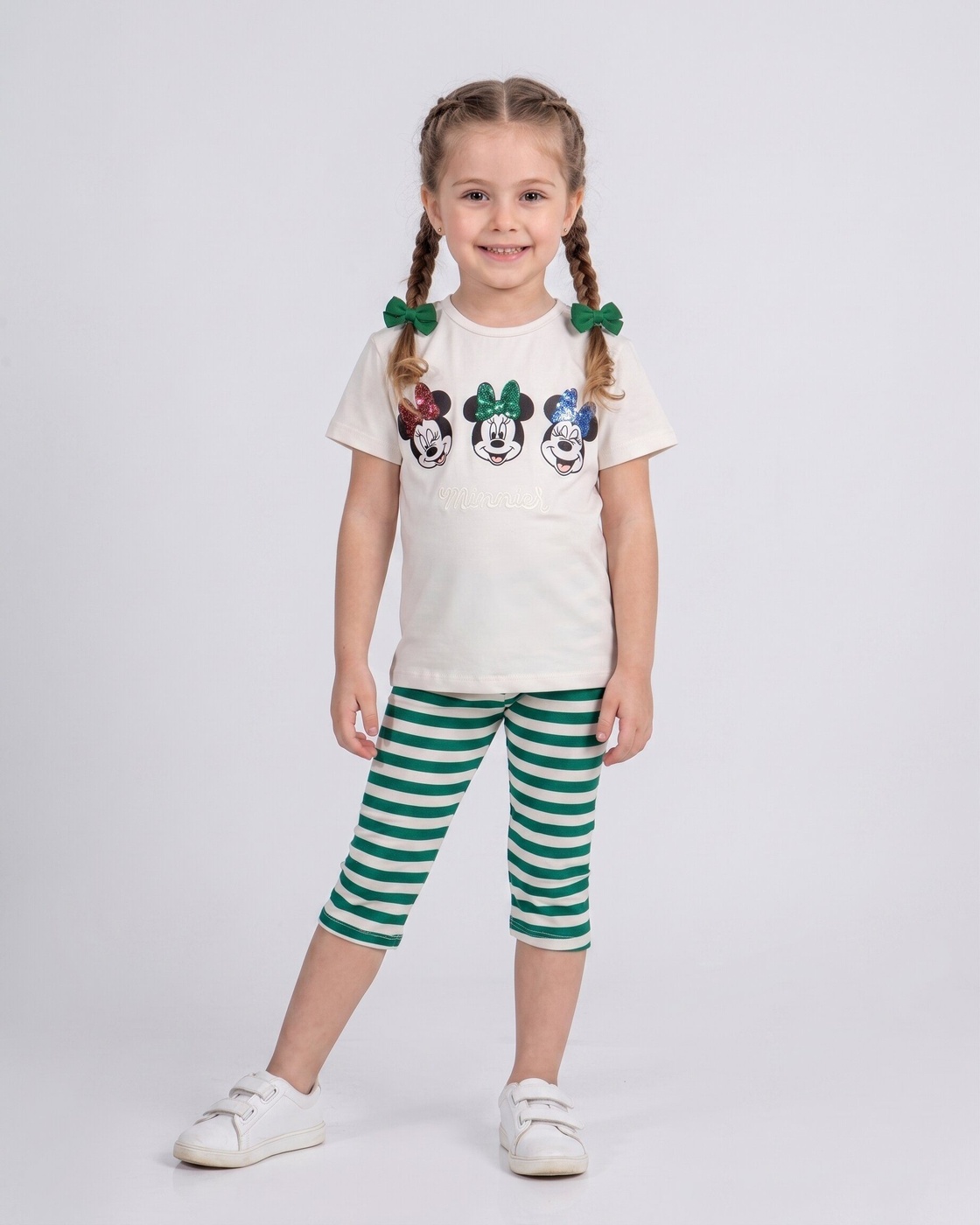 Minnie Mouse Beige Set - Girl (Striped Pants)-06