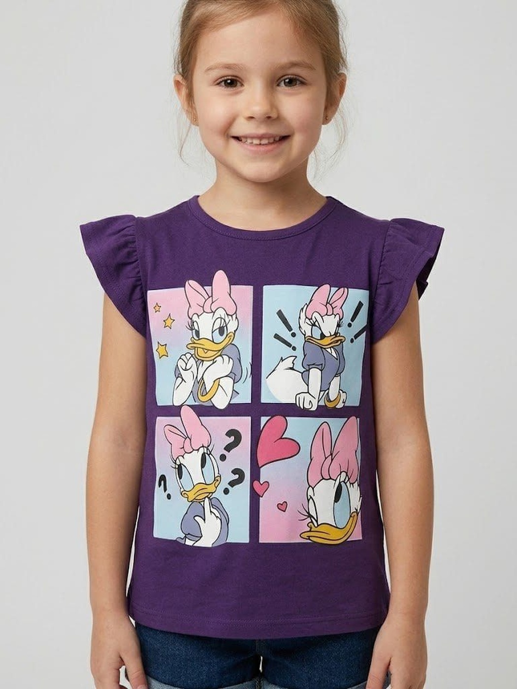 Daisy Duck Purple Ruffle Sleeve Tee - Girl (Comic Panels)-08