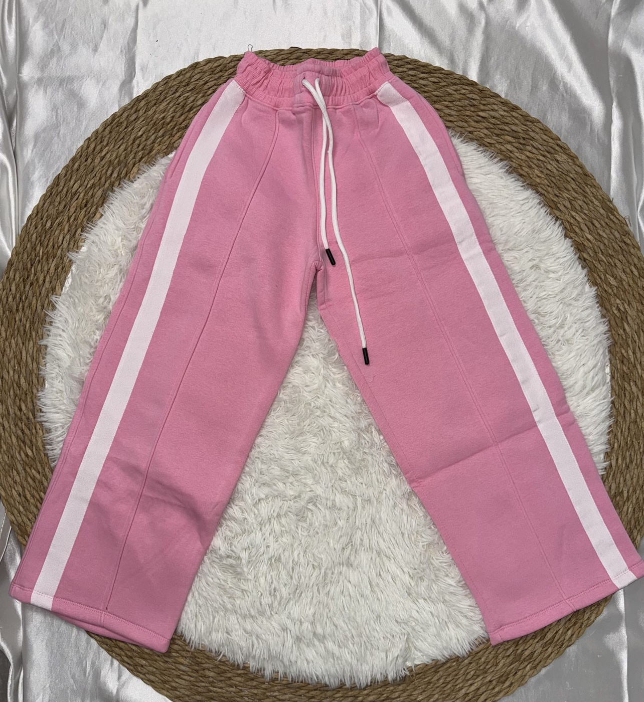 Shine Tracksuit Set Pink - Girl (White Side Stripe Pants)