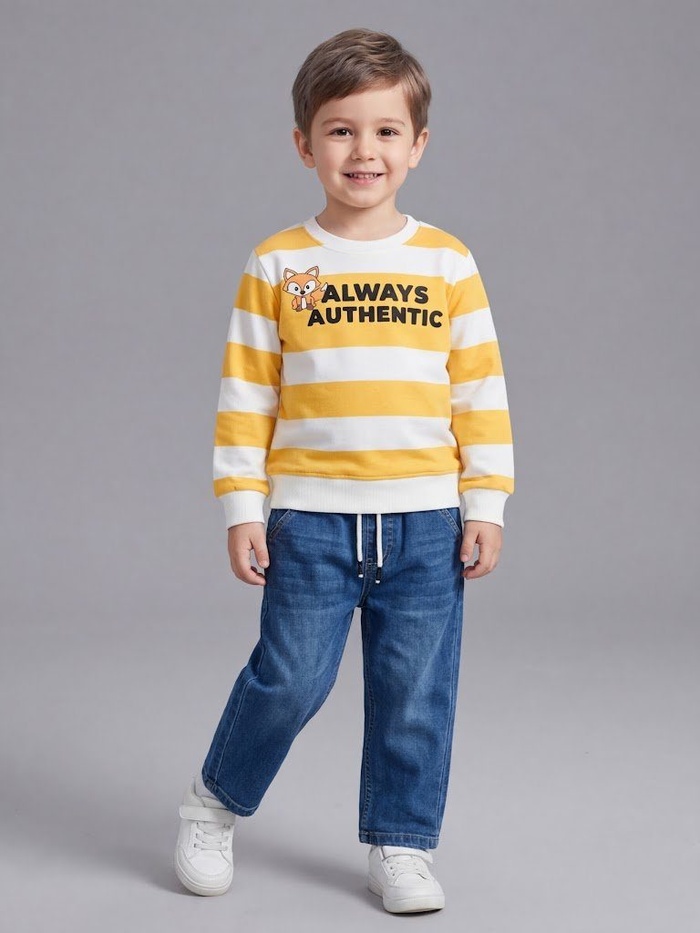 Always Authentic Yellow Set - Boy (Striped Top)