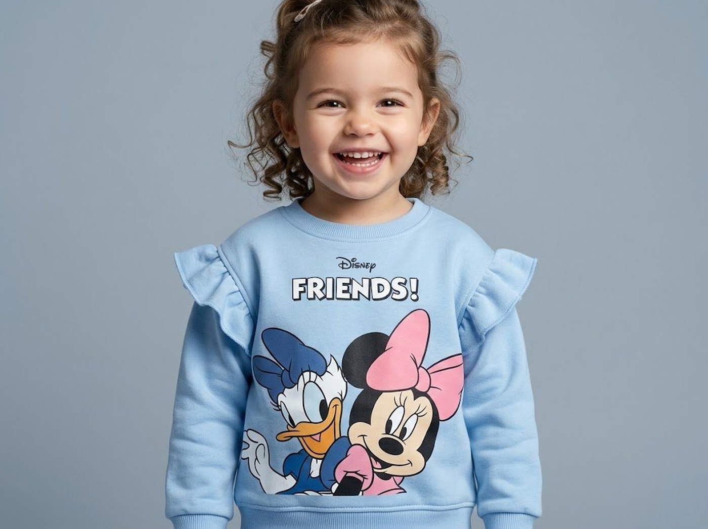 Disney Friends Sweatshirt Light Blue - Girl (Minnie & Daisy Ruffles)
