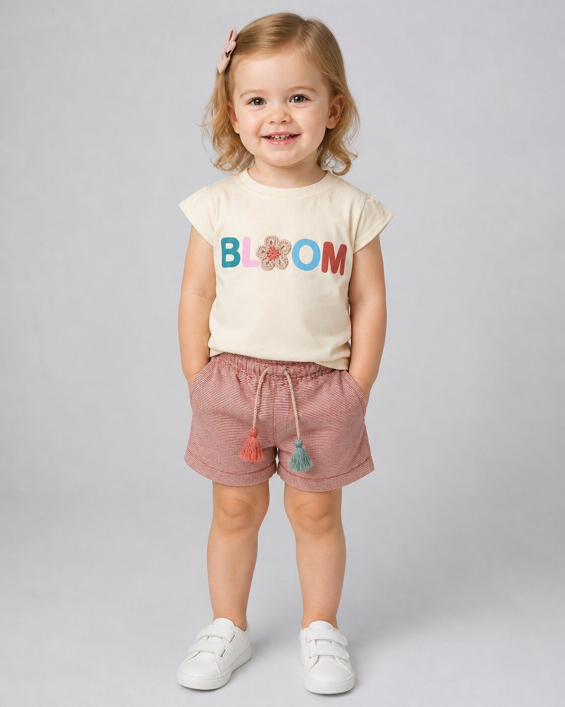 Bloom Pink Shorts Set - Girl (Floral Lettering)-24M