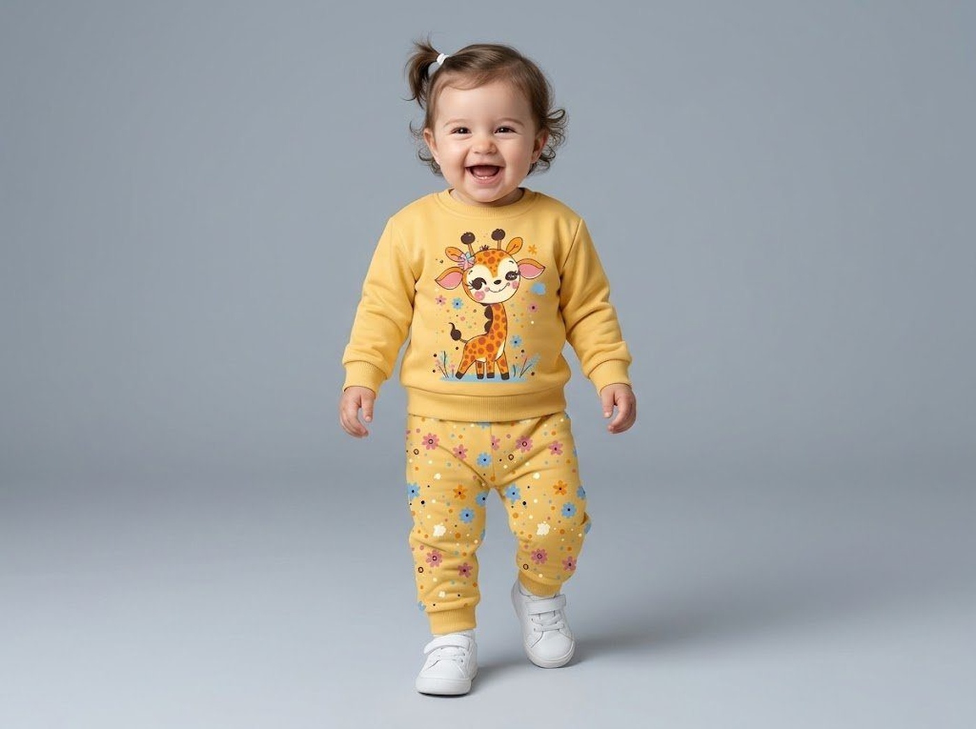 Giraffe Yellow Set - Girl (Floral Pants)