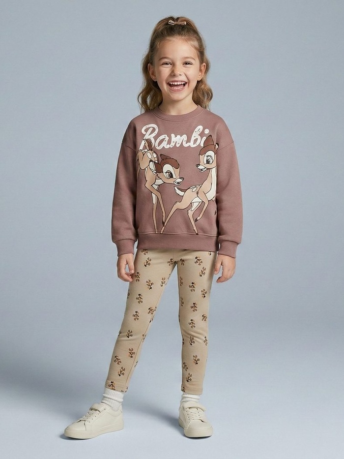 Bambi Set Dusty Rose - For Girls (Floral Pattern Pants)