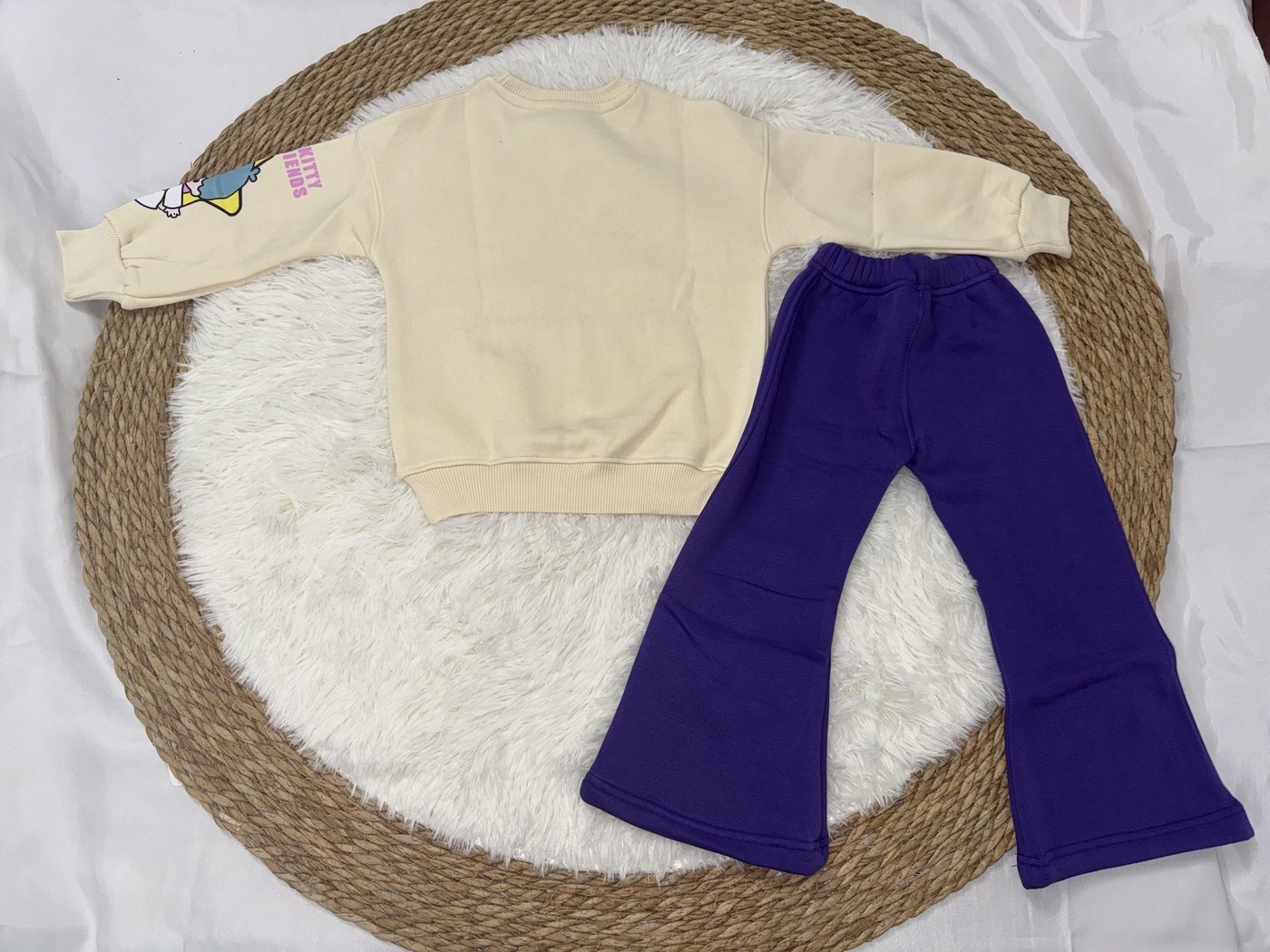 Sanrio Hello Kitty Set Cream & Purple - Girl (Flared Pants)