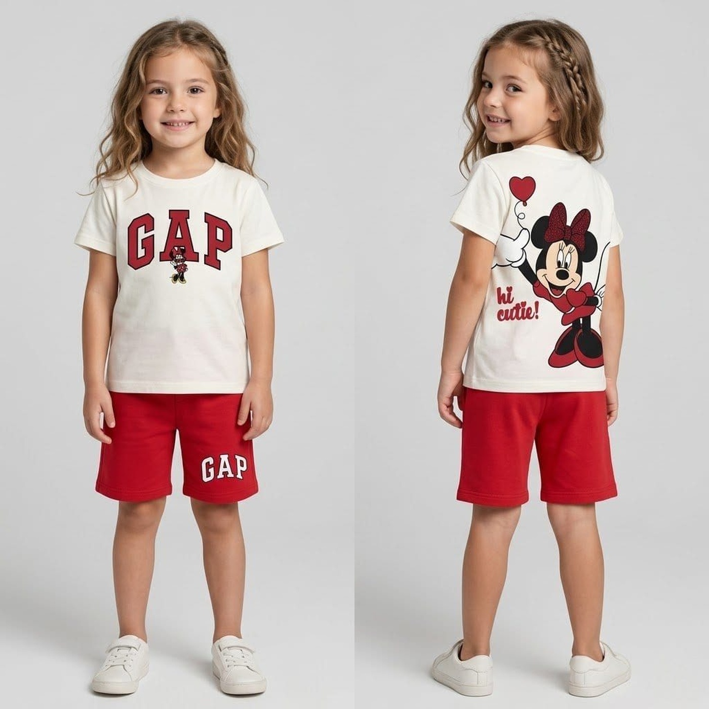 Minnie Mouse White Set - Girl (Back Graphic)