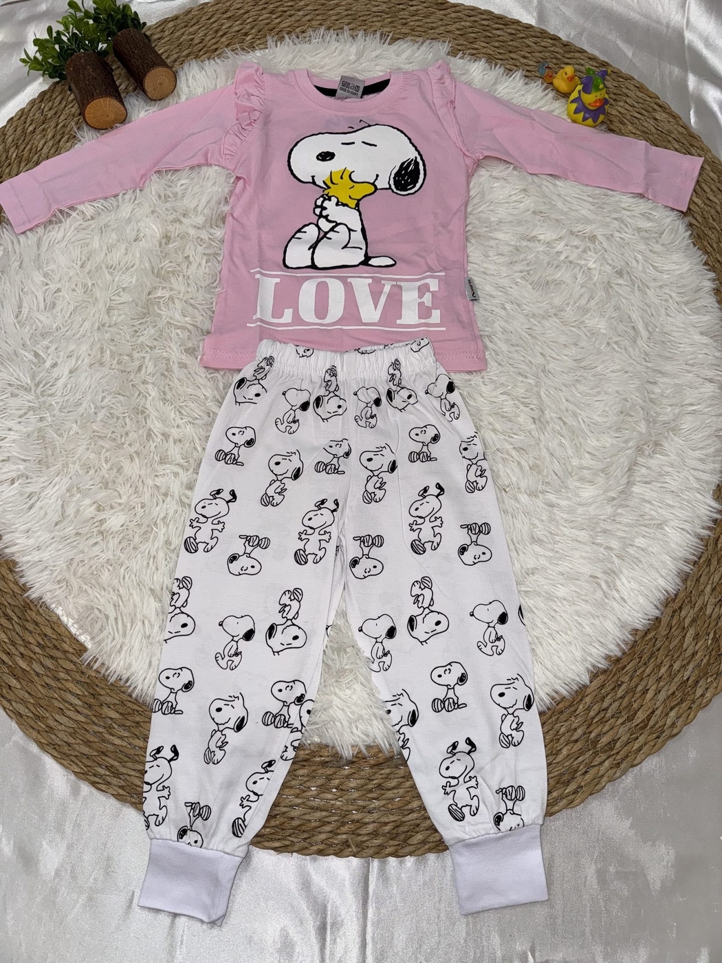 Snoopy Pink Set - Girl (Ruffle Shoulders)