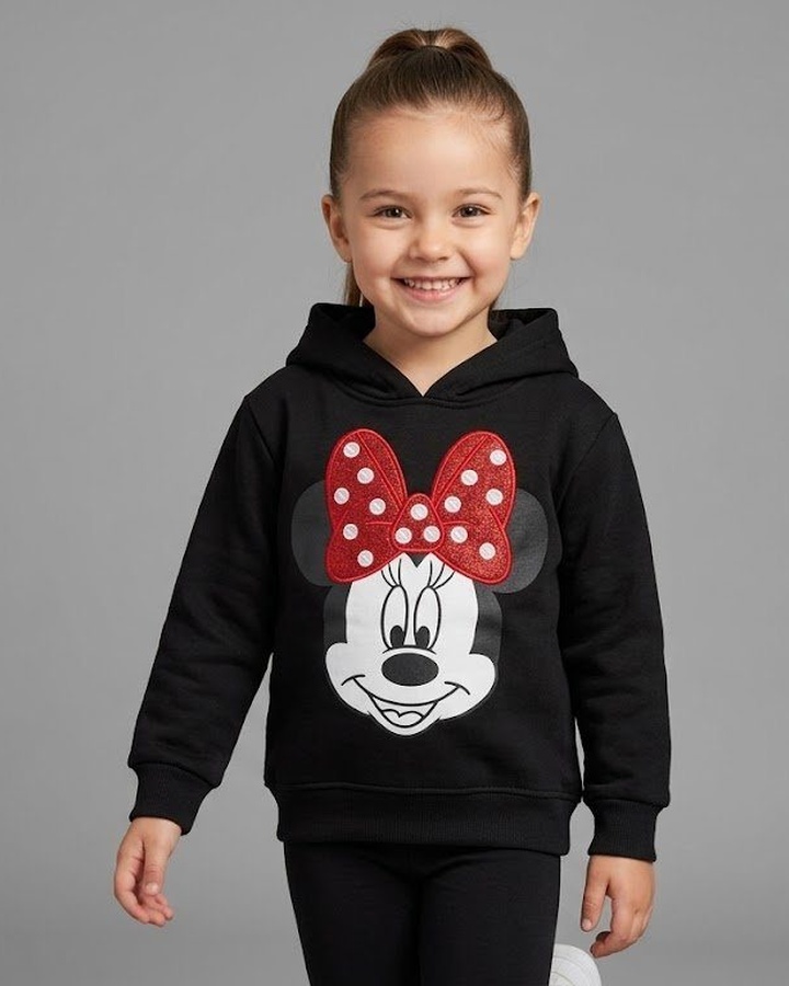 Minnie Black Hoodie - Girl (Front Graphic)