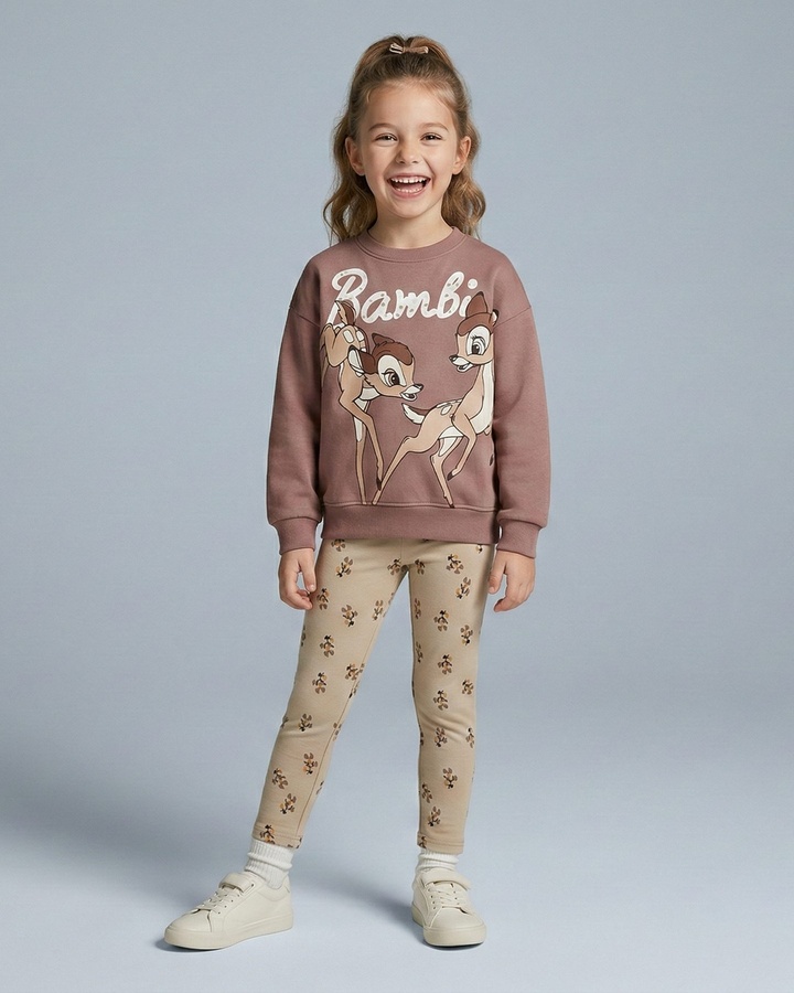Bambi Set Dusty Rose - Girl (Floral Pattern Pants)