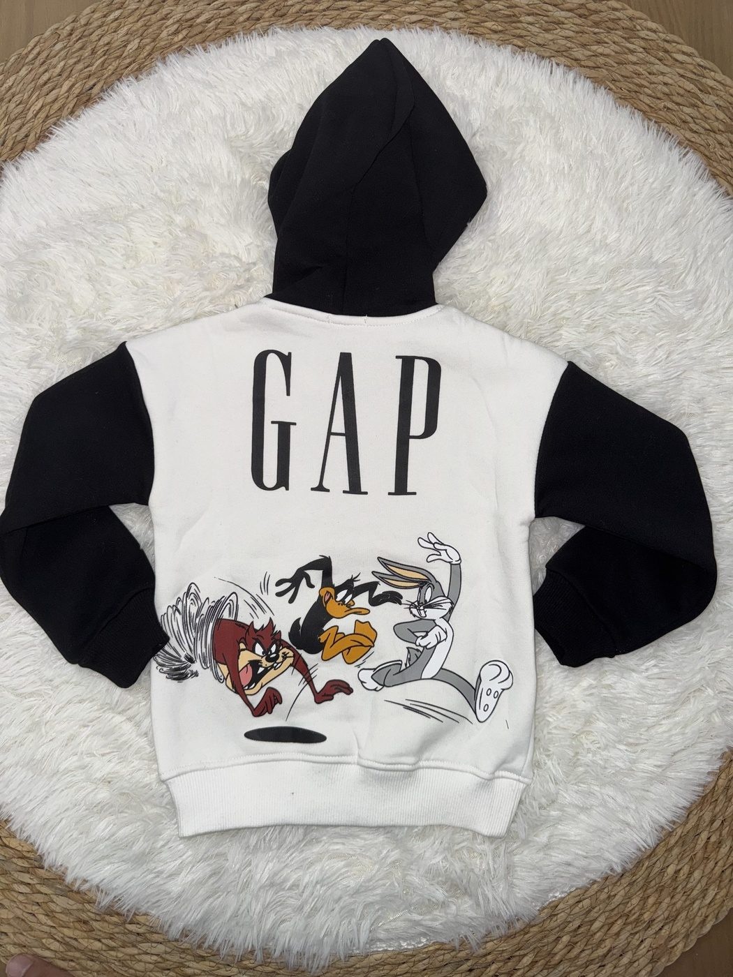 Looney Tunes White & Black Hoodie - For Boys (Back Print)