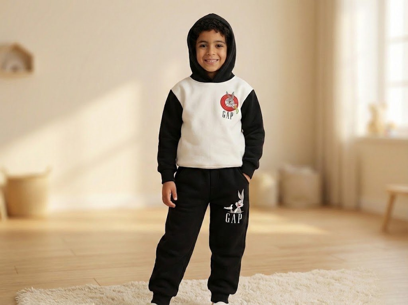 Looney Tunes White & Black Hoodie - Boy (Back Print)