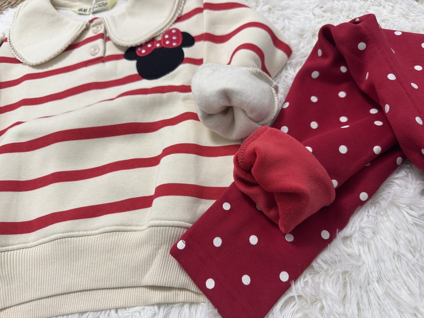 Minnie Mouse Collared Set Cream & Red - Girl (Polka Dot Pants)