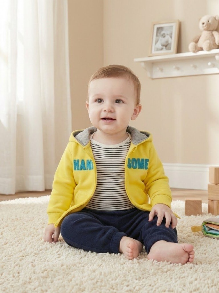 Handsome Yellow 3-Piece Set - Baby Boy (Striped Body)