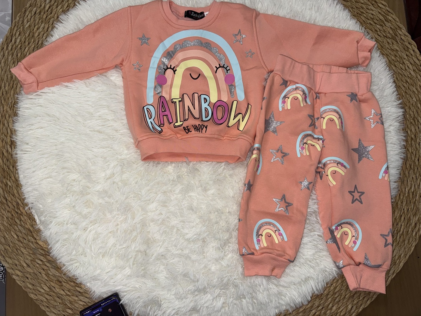 Rainbow Smile Pink Set - Girl (Patterned Pants)