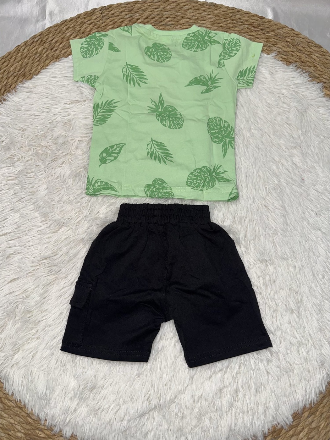 Los Angeles Green Shorts Set - Boy (Palm Graphic)-24M