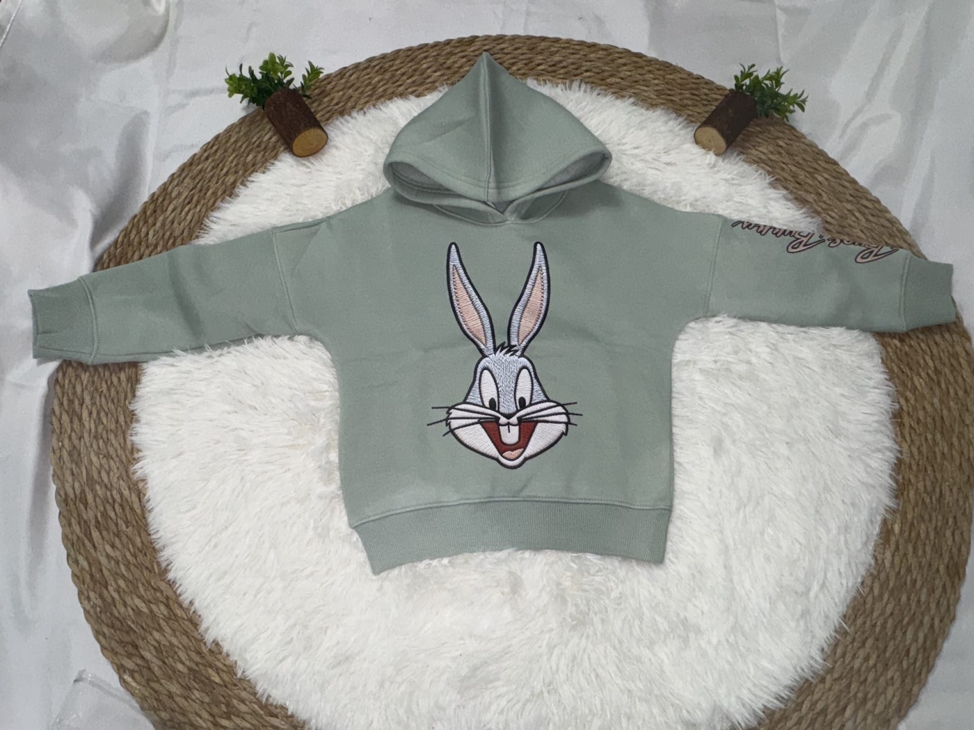 Bugs Bunny Hoodie Set Mint Green - Girl (Dark Green Pants)