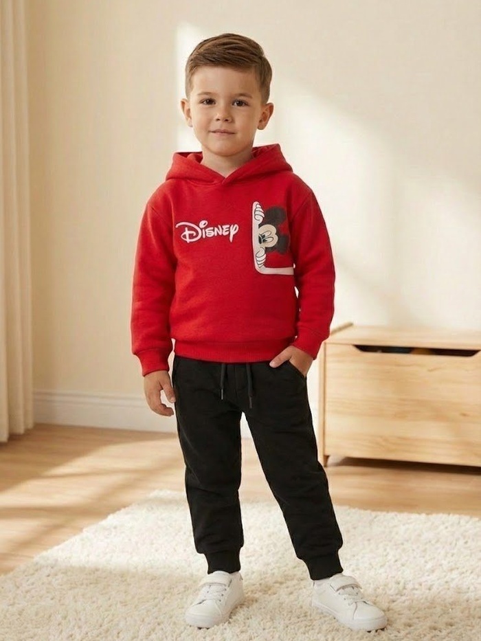 Mickey Mouse Red Hoodie - Boy (Peeking Mickey)
