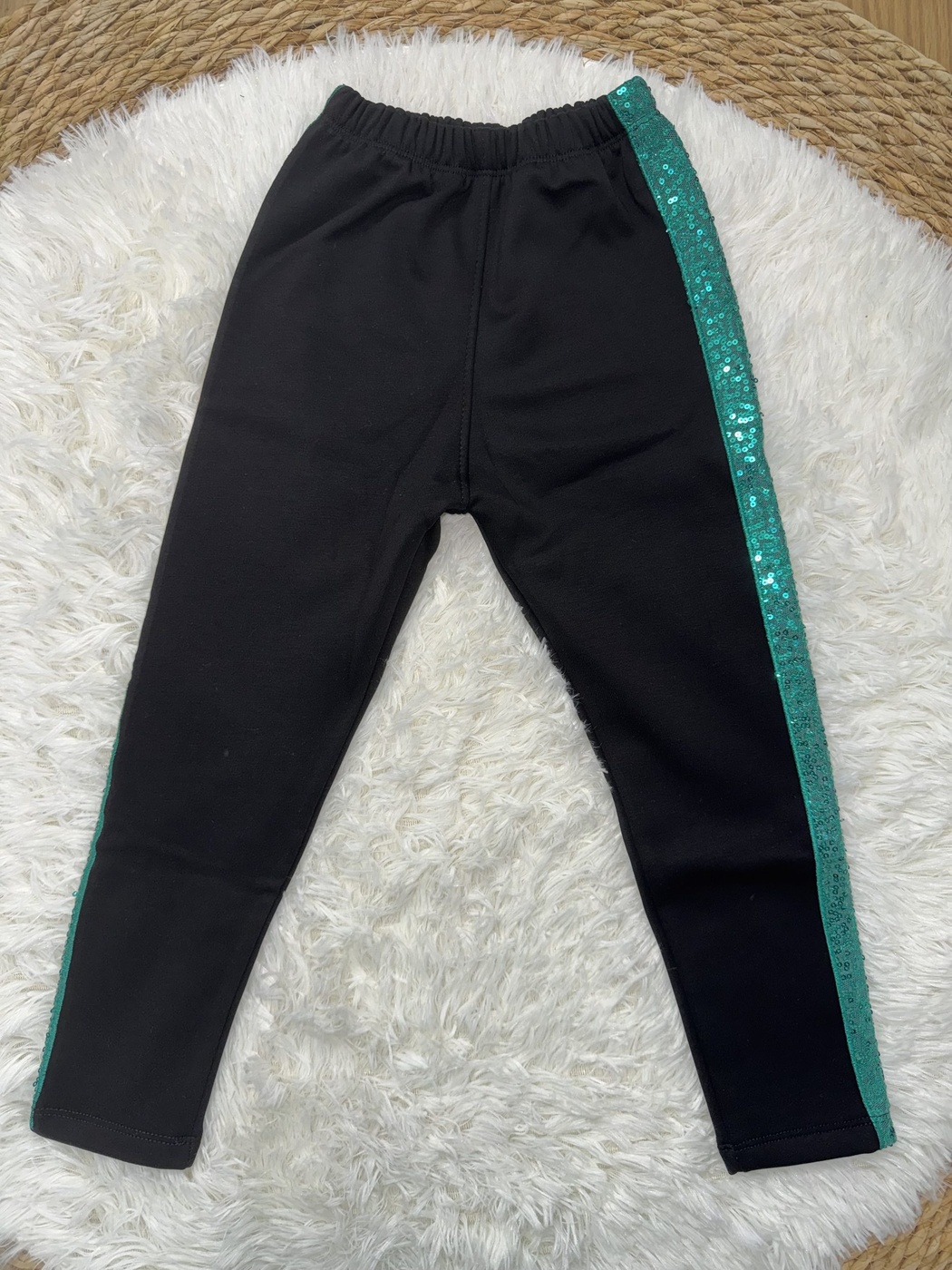 Green Ruffle Set - Girl (Sequin Stripe Pants)