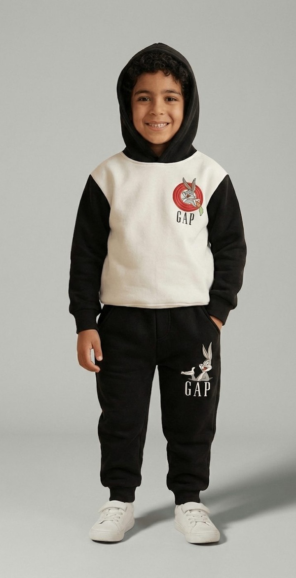 Looney Tunes White & Black Hoodie - For Boys (Back Print)