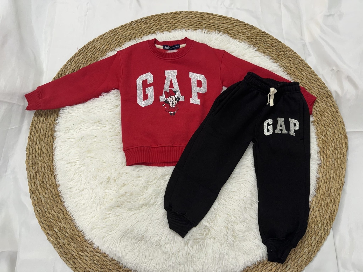 Minnie Mouse Set Red & Black - Girl (Sequin Bow Back)