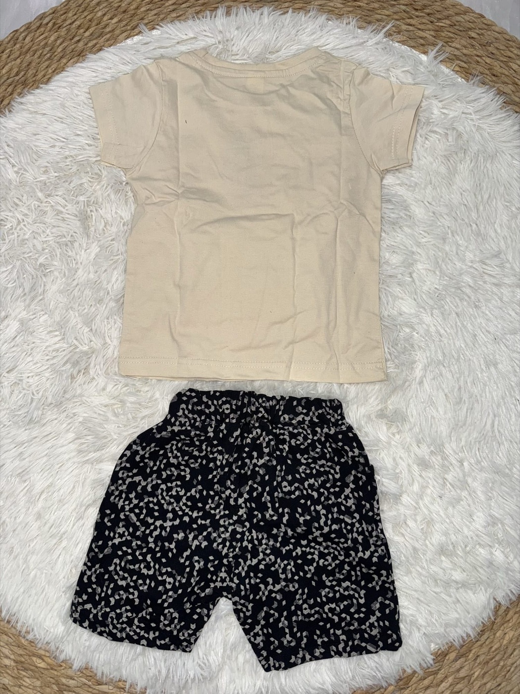 Graffiti Beige Shorts Set - Boy (Speckled Shorts)-24M