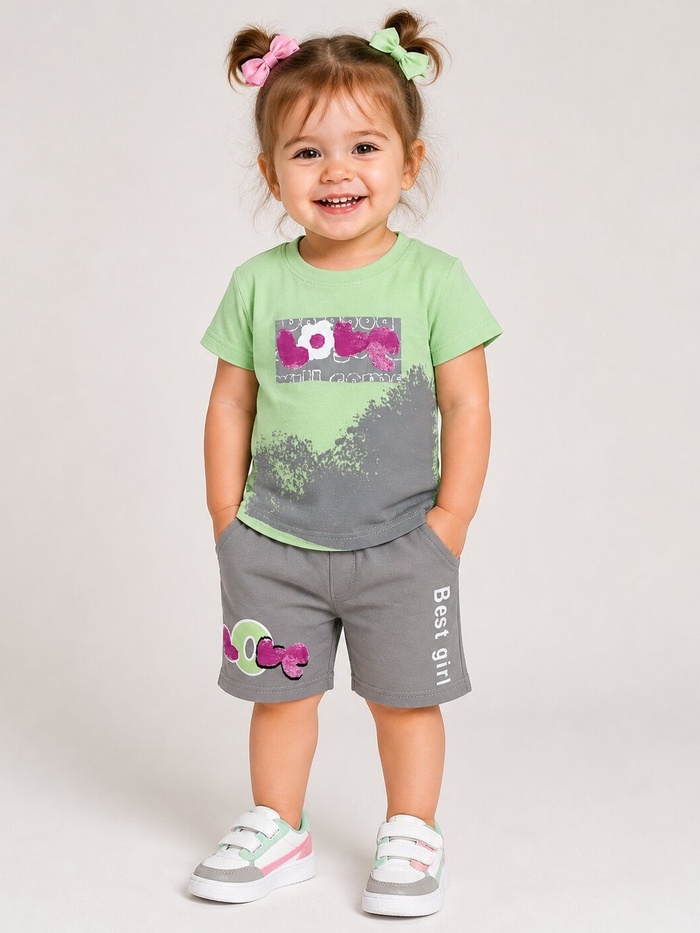 Best Girl Green Shorts Set - Girl (Best Girl Text)