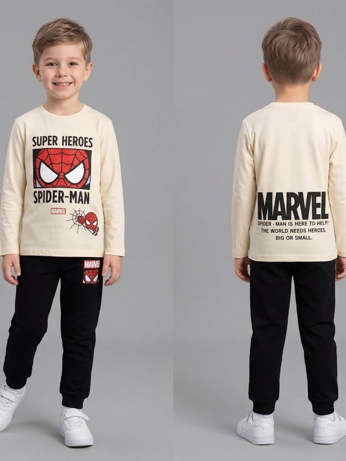 Spider-Man Beige Set - Boy (Marvel Pants)