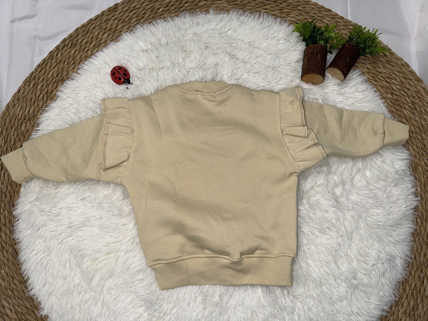 Butterfly Sweatshirt Beige - Girl (Patchwork Art Style)