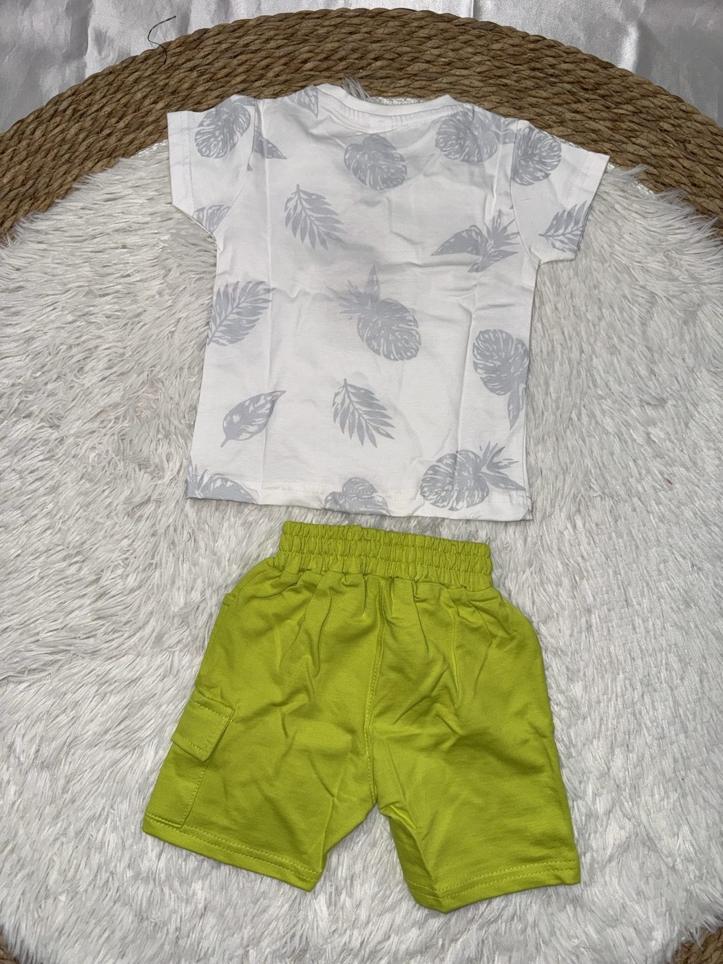 Los Angeles Lime Green Shorts Set - Boy (Palm Graphic)-24M