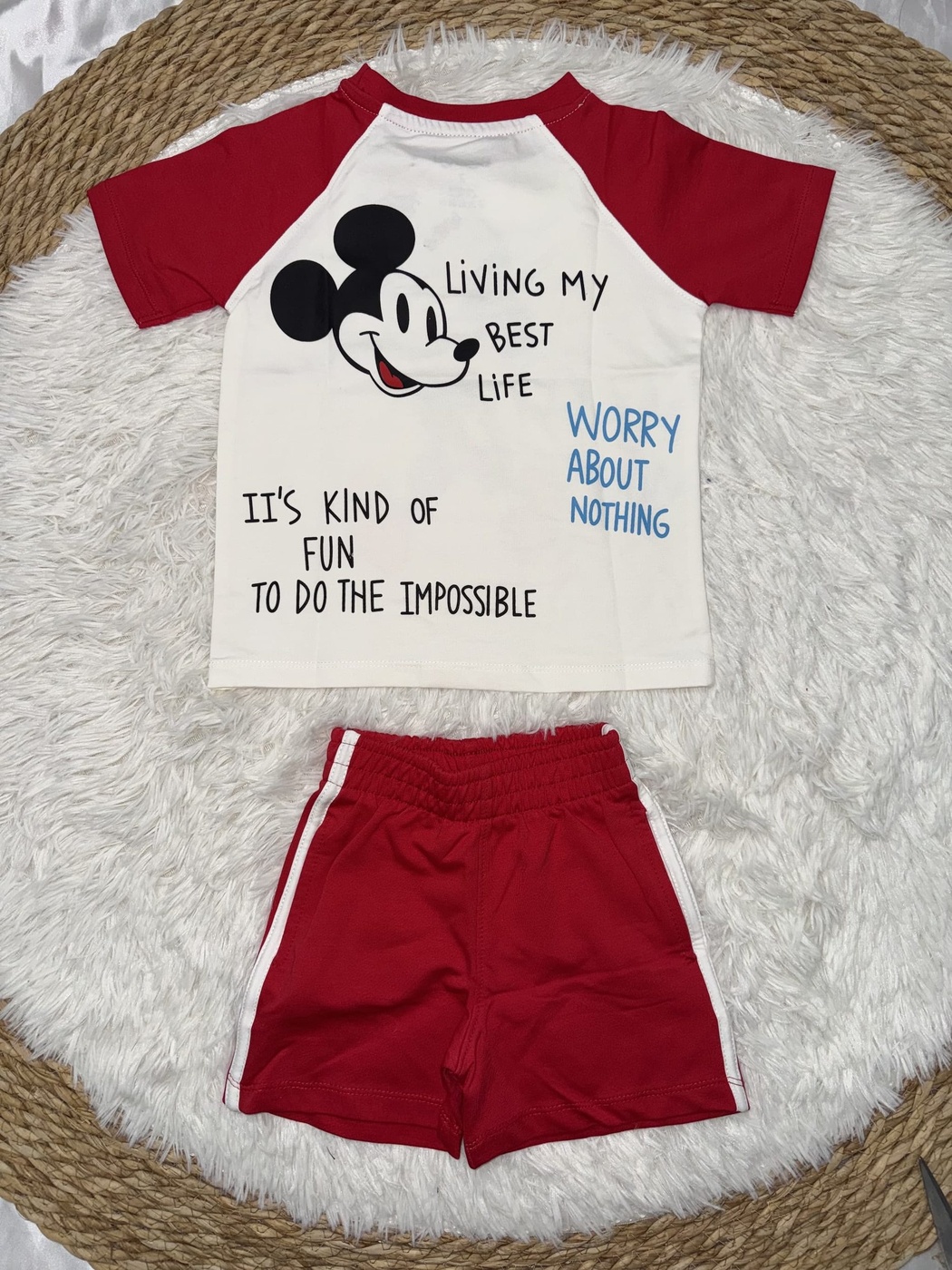 Mickey Mouse Red Raglan Shorts Set - Boy (Front Graphic)-06