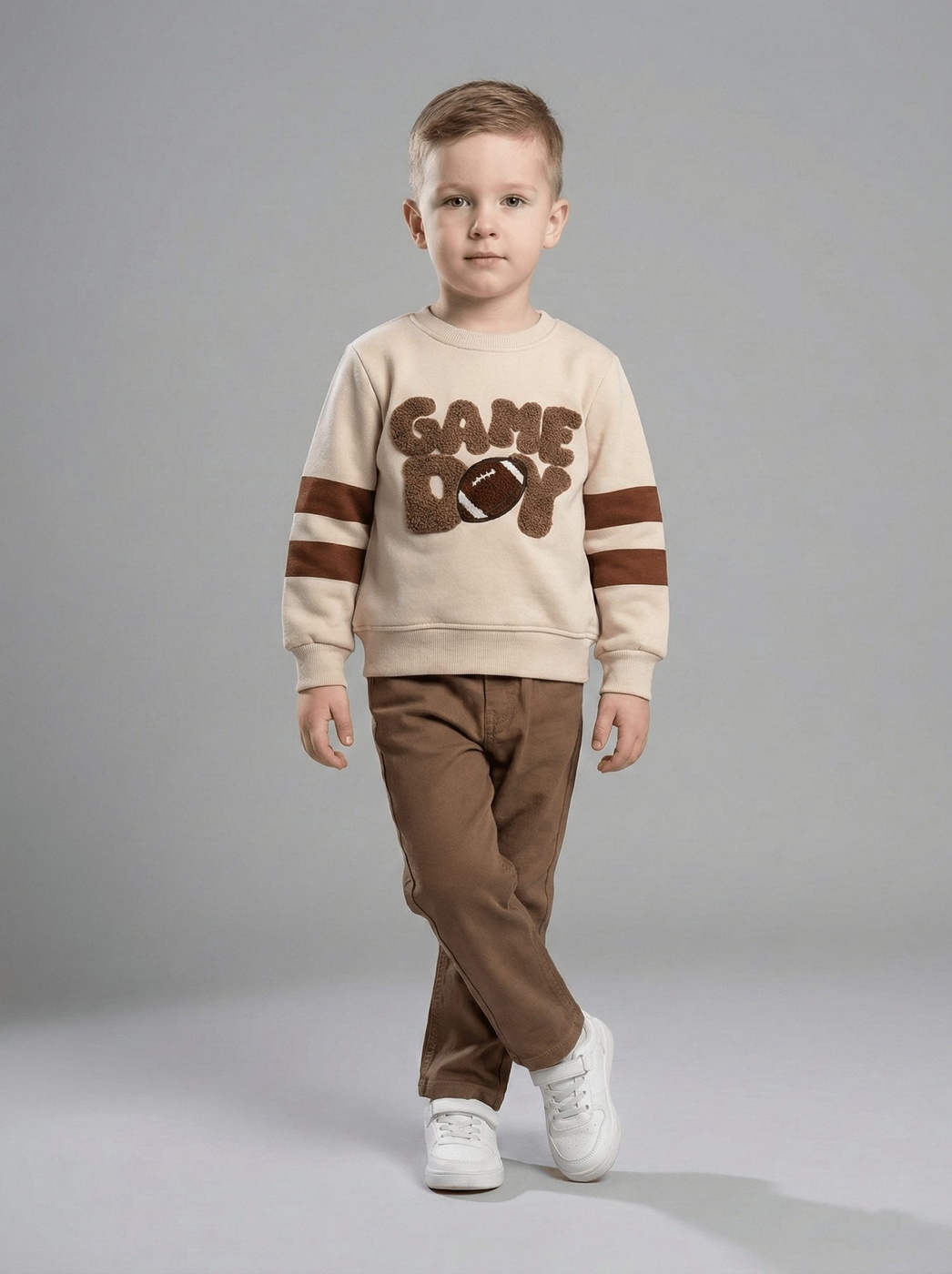Game Day Football Set Beige - Boy (Brown Jeans)
