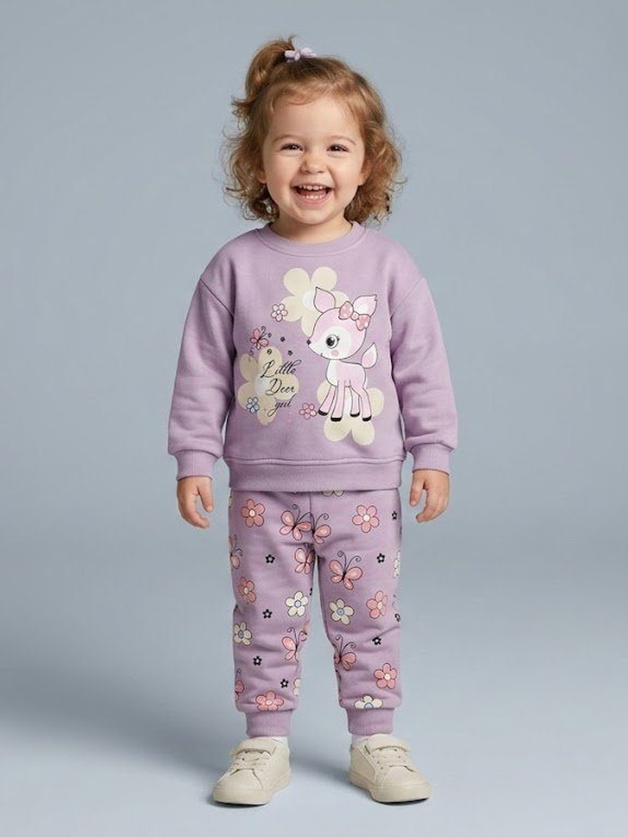 Little Deer Purple Set - Girl (Butterfly Pants)
