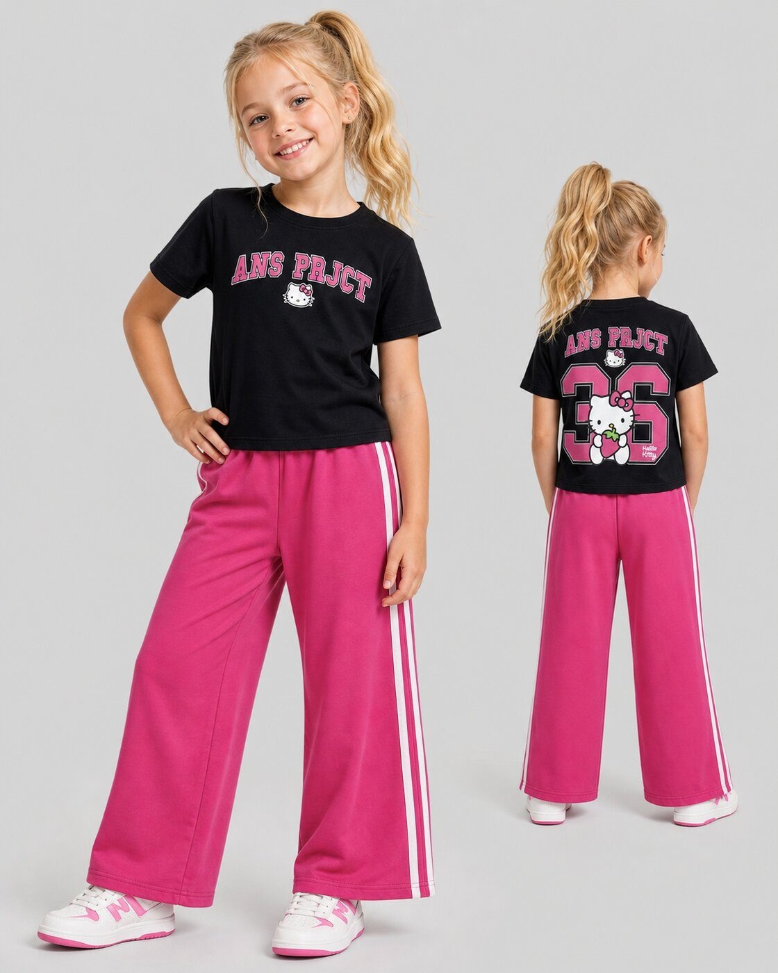 Hello Kitty Black and Pink Set - Girl (Back Graphic)-12