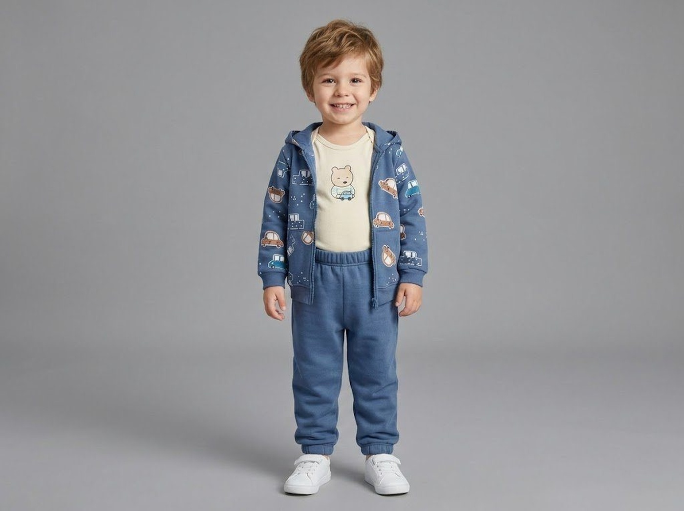 Blue Car 3-Piece Set - Baby Boy (Bear Bodysuit)